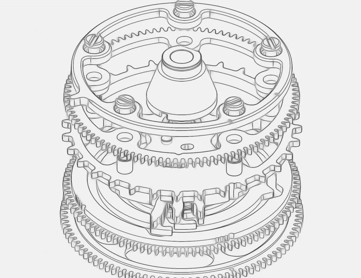 Diagram of the perpetual calendar gearbox in the new Greubel Forsey Quantieme Perpetuel Balancier