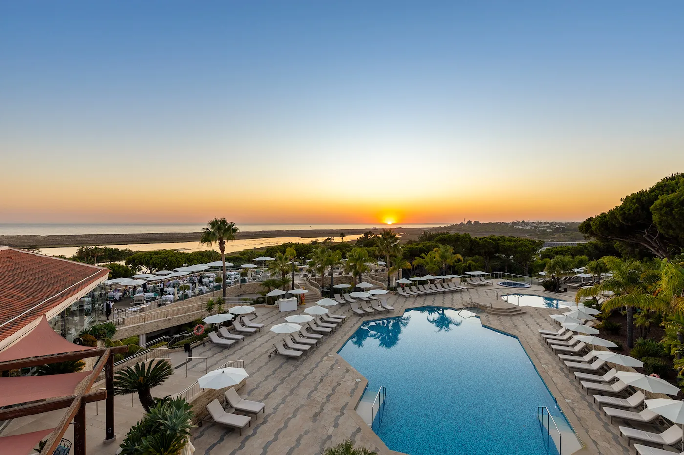 sunset from the main pool - Hotel Quinta do Lago