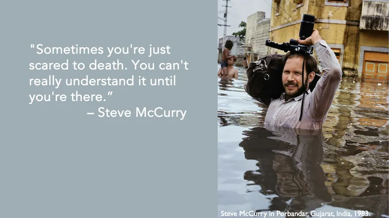 Steve McCurry in India during the Monsoon. 1983.