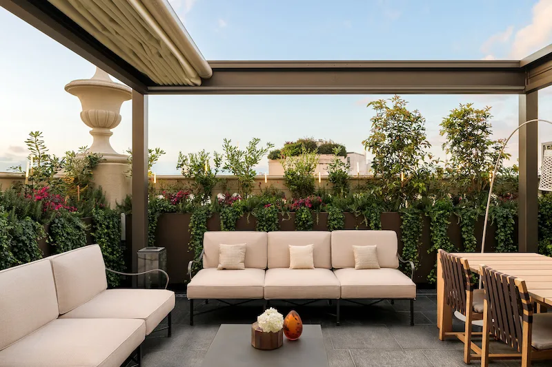 Private terrace Montenapoleano Suite at the Park Hyatt Hotel Milan