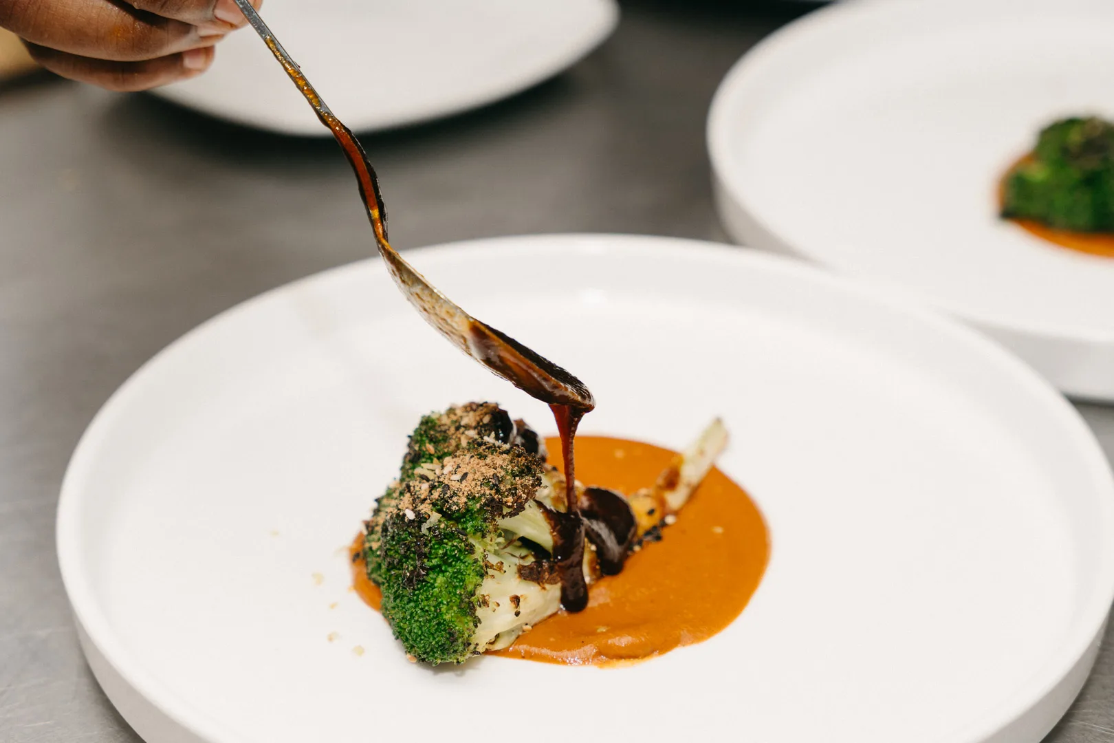 Broccoli with peanut sauce, The Flying Fish, Mount Cinnamon