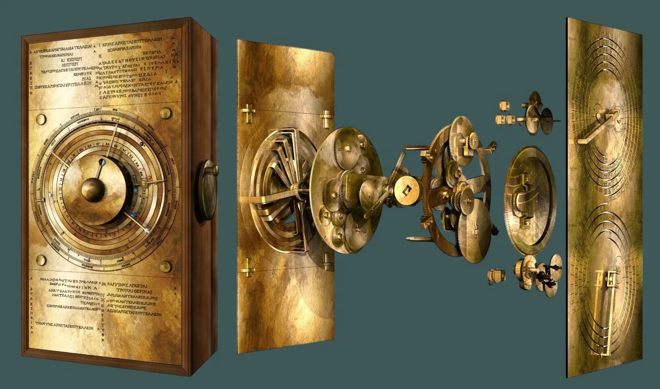 Exploded model of the Antikythera mechanism as it would have looked when originally built. © 2020 Tony Freeth