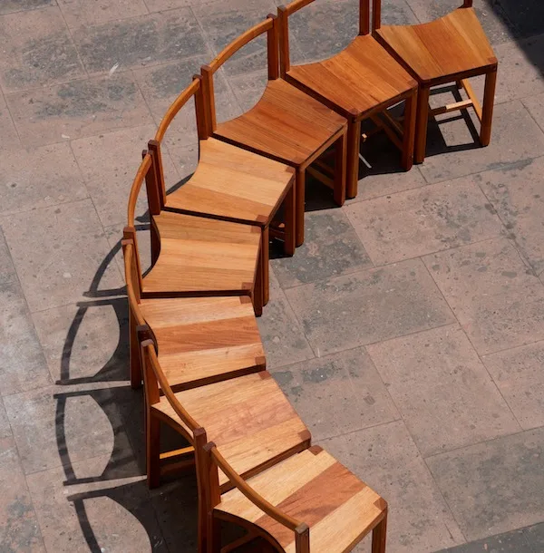 LANZA atelier, chairs for 4 couples dining set, 2020. Photo: Fernando Ocaña.