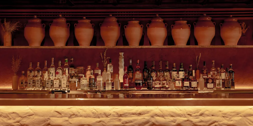 Interior of Kamara cocktail bar on Poland Street in Soho, London