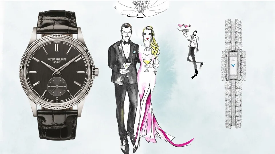 Hatty Pedder for I-M TIME, featuring a Patek Calatrava ref. 6119G-001 and a Jaeger-LeCoultre Calibre 101
