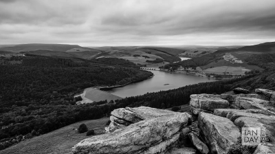 A view over Ladybower Reservoir from Bamford Edge in the Peak District.