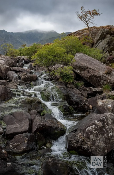 A waterfall from Llyn Ogwen in North Wales.