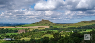 A panoramic view towards Roseberry Topping in North Yorkshire.