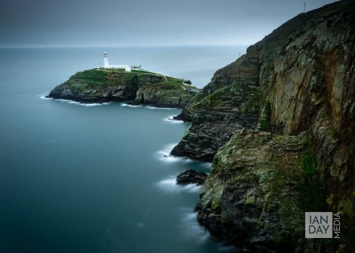 Winter at South Stack Lighthouse, off the north-west coast of Holy Island, Anglesey, North Wales.