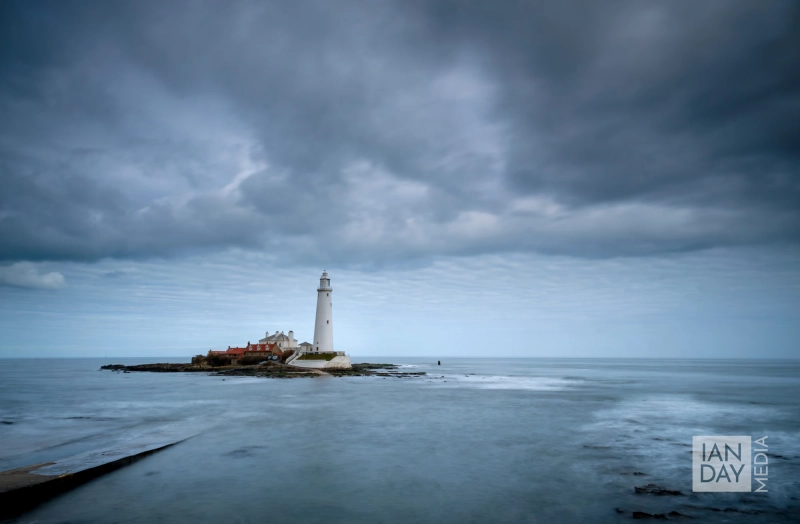 Storm clouds gather over St Mary's Lighthouse, just north of Whitley Bay.