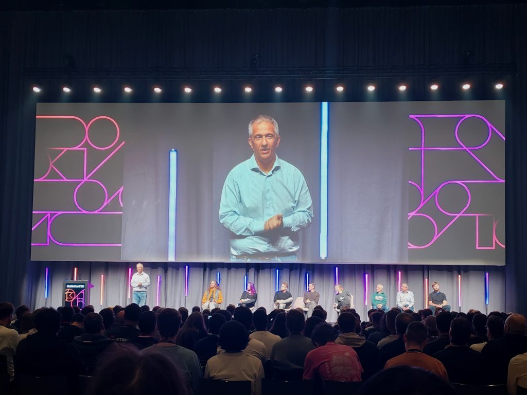 KotlinConf 2025 closing panel with Hadi on the stage.