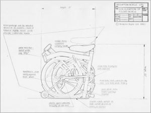 originele schets voor een Brompton vouwfiets