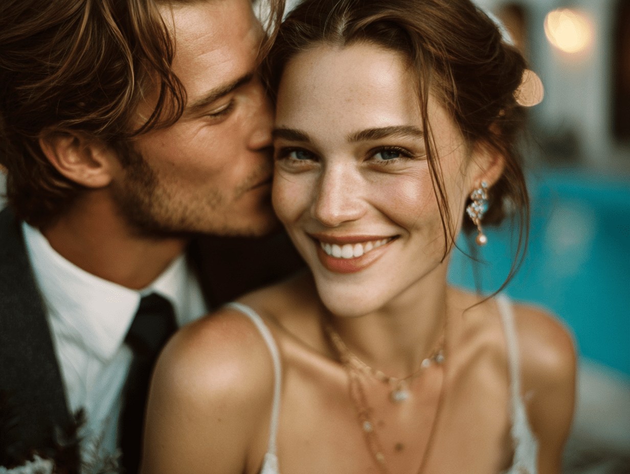 diven7390 Bride and groom kissing romantically on her wedding f63983cf d807 47da bb40 b68f93294890 3