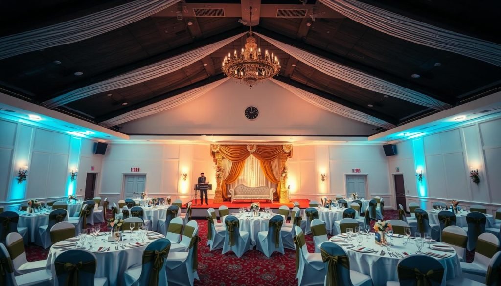 Digbeth Wedding Hall in Birmingham with traditional Asian wedding decorations
