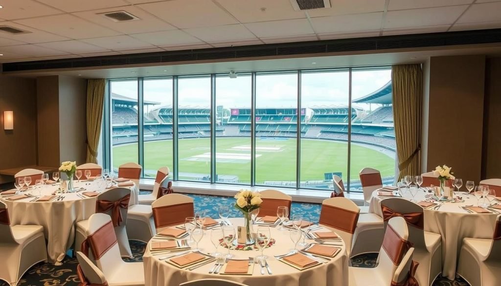 Edgbaston Stadium function room decorated for an Asian wedding reception