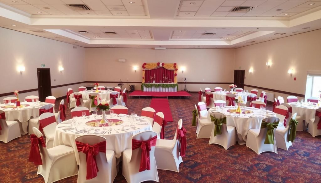 Saltley Banqueting Suite set up for an affordable Asian wedding reception