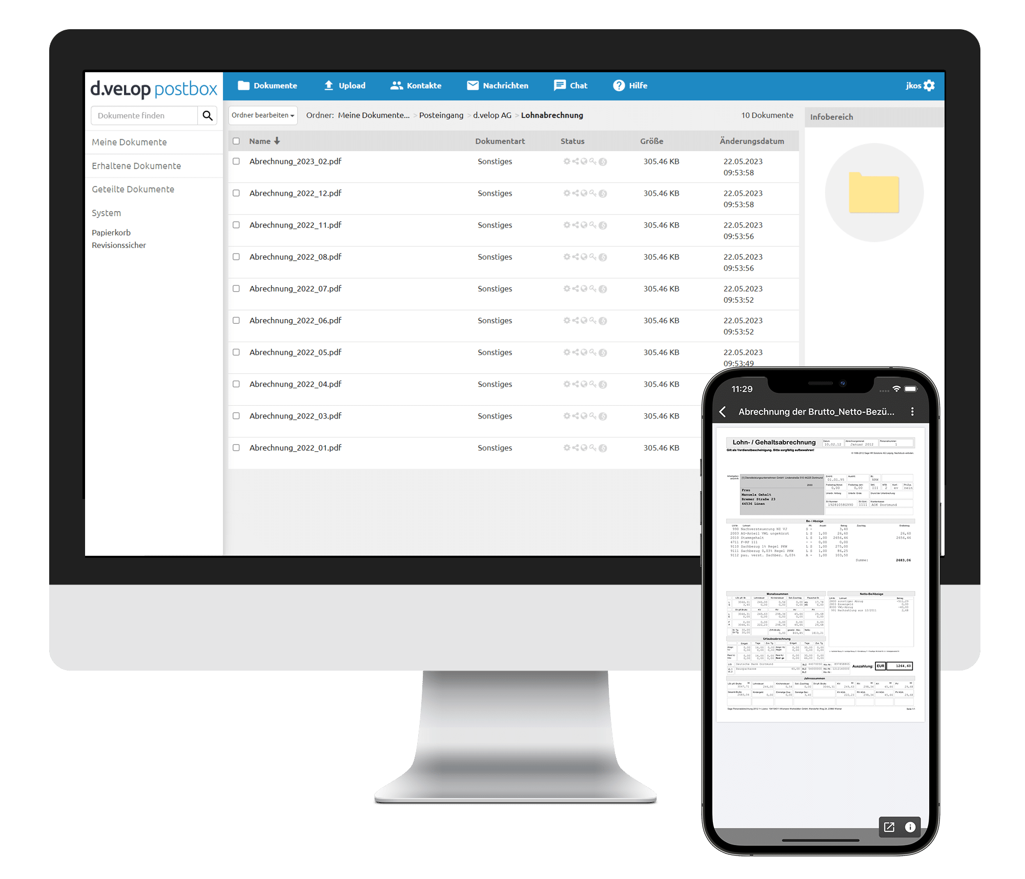 d.velop postbox software UI overview