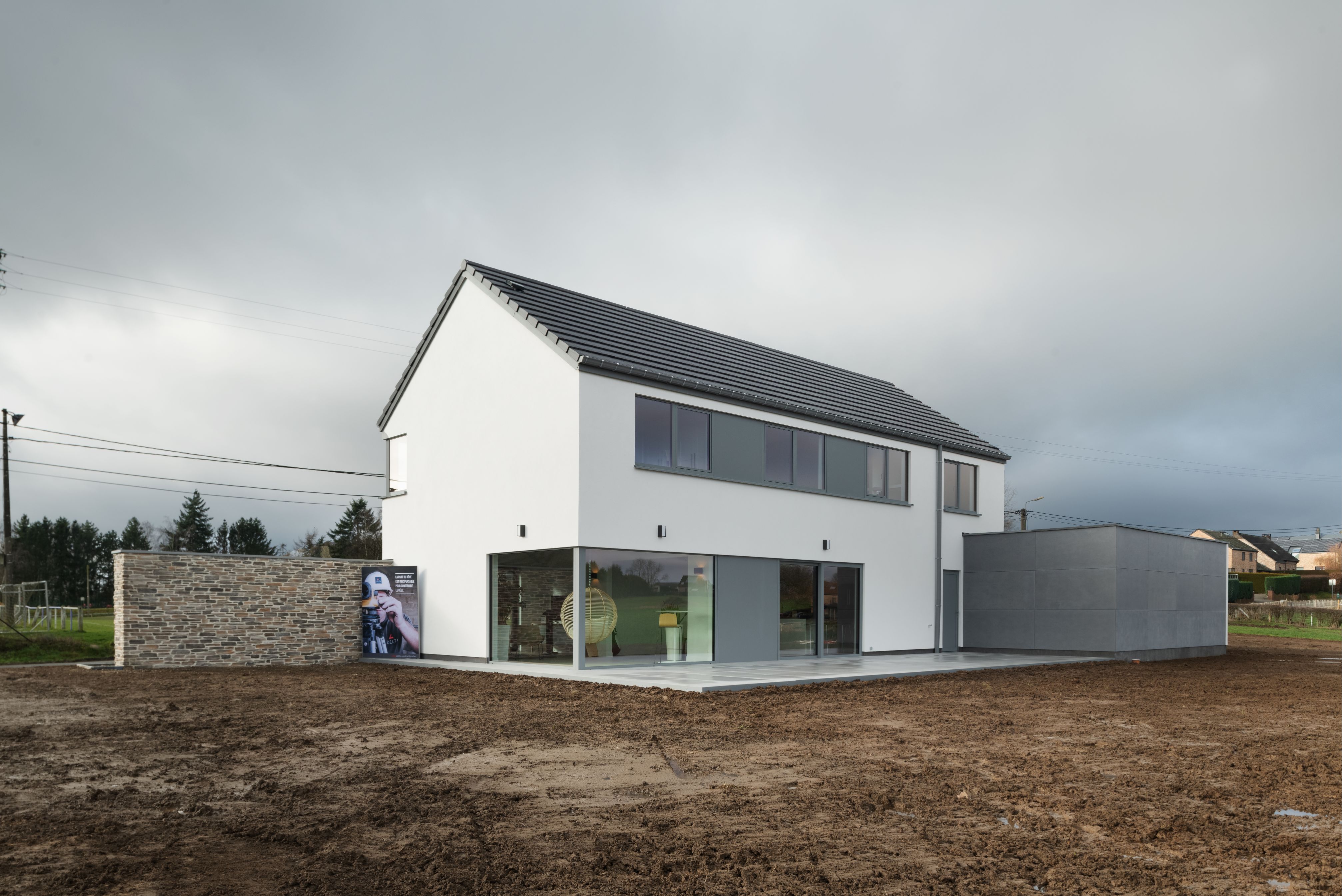 Façade arrière de maison contemporaine à Hamois