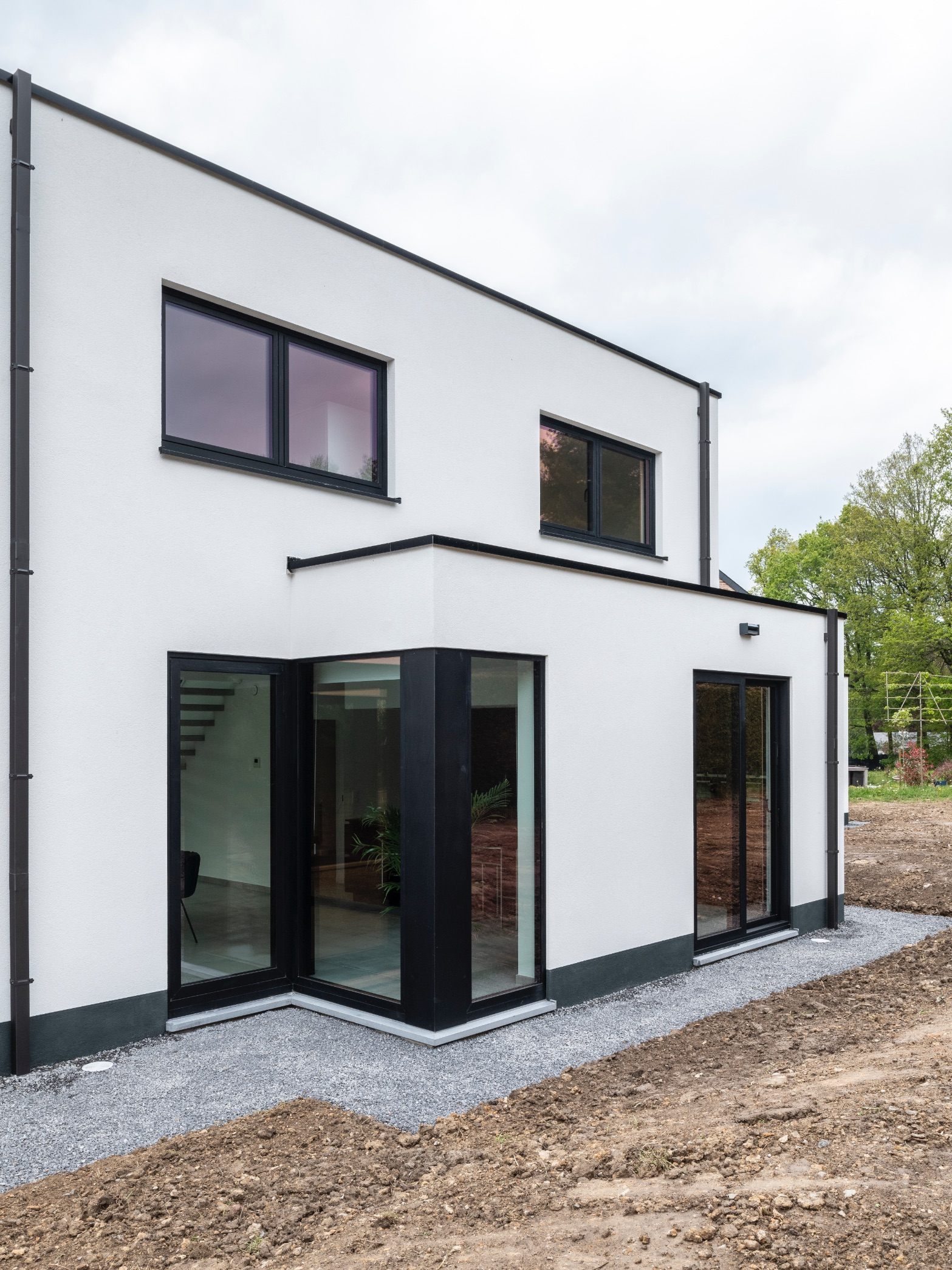 Façade arrière d'une maison contemporaine à Beaufays