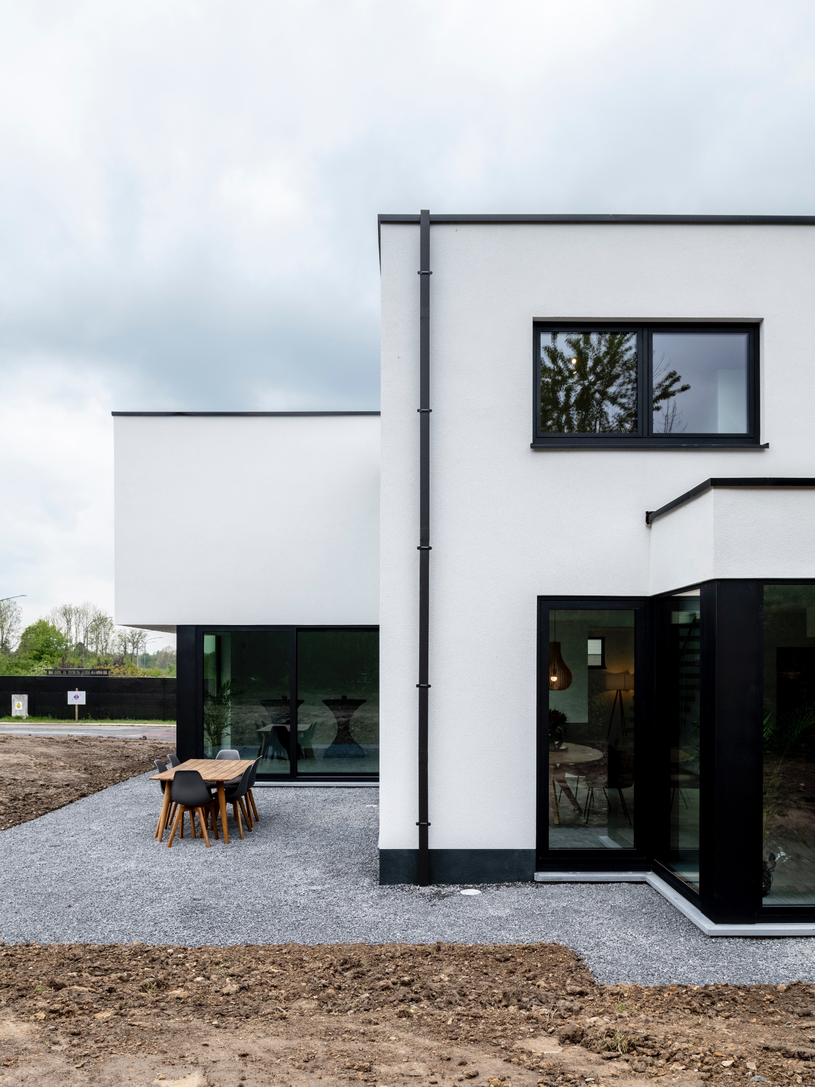 Façade arrière d'une maison contemporaine à Beaufays