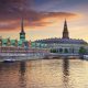 The danish Parliament at sunset