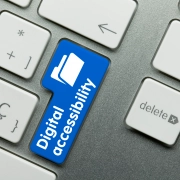 Digital accessibility – Inscription on Blue Keyboard Key.