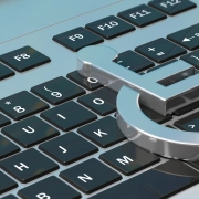 Wheelchair sign on computer keyboard, banner. 3d illustration