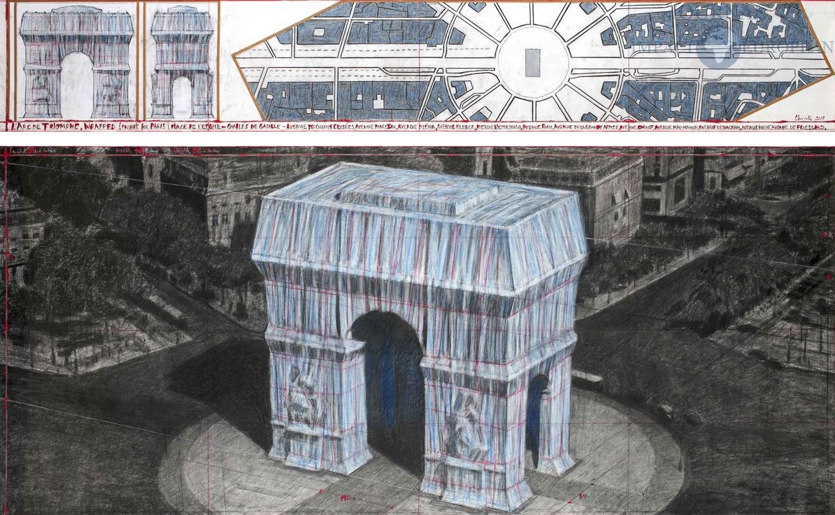 Dans ce dessin préparatoire, on peut voir l’installation telle qu’elle a été imaginée par Christo 1194x736