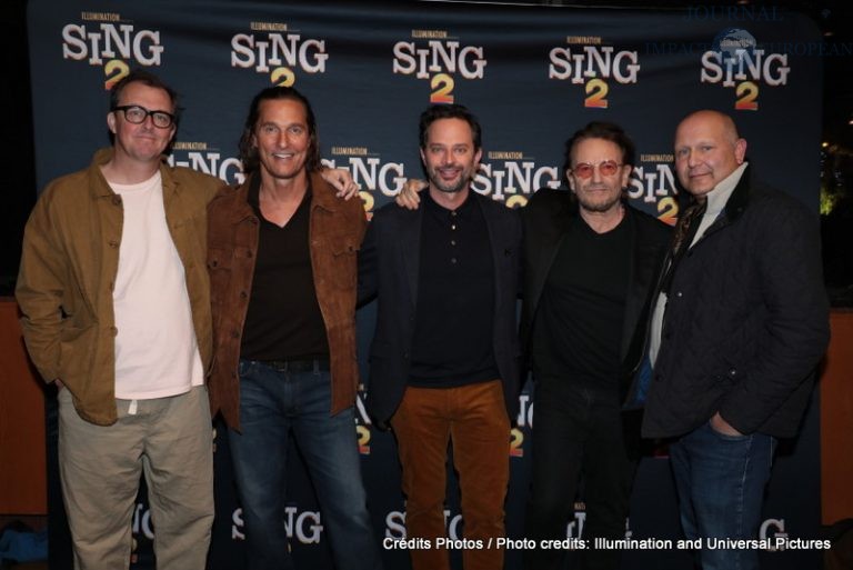 Garth Jennings, Mathew McConaughey, Nick Kroll, Bono and Chris Meledandri attend as Illumination and Universal Pictures celebrate a Special Screening of SING 2 at the DGA in Los Angeles, CA on Friday, December 10, 2021.(Photo: Alex J. Berliner/ABImages)