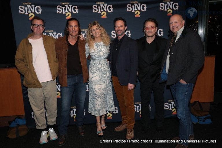 Garth Jennings, Mathew McConaughey, Tori Kelly, Nick Kroll, Bono and Chris Meledandri attend as Illumination and Universal Pictures celebrate a Special Screening of SING 2 at the DGA in Los Angeles, CA on Friday, December 10, 2021.(Photo: Alex J. Berliner/ABImages)