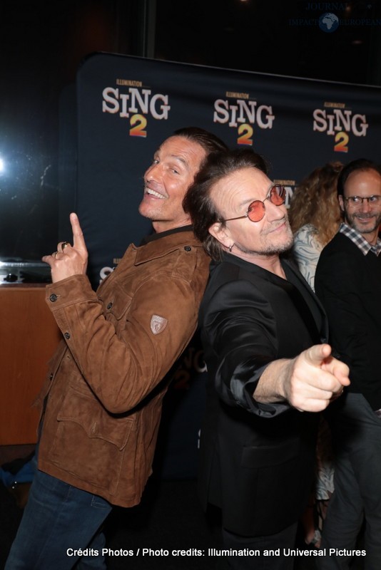 Mathew McConaughey and Bono attend as Illumination and Universal Pictures celebrate a Special Screening of SING 2 at the DGA in Los Angeles, CA on Friday, December 10, 2021.(Photo: Alex J. Berliner/ABImages)