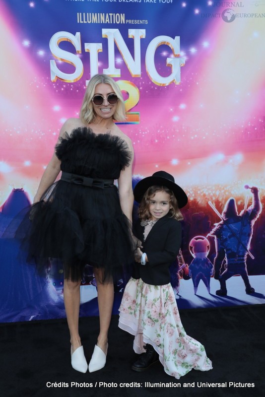 Danielle Schaffer and BossBabyBrody attend as Illumination and Universal Pictures celebrate the Premiere of SING 2 at the Greek Theater in Los Angeles, CA on Sunday, December 12, 2021(Photo: Mark Von Holden/ABImages)