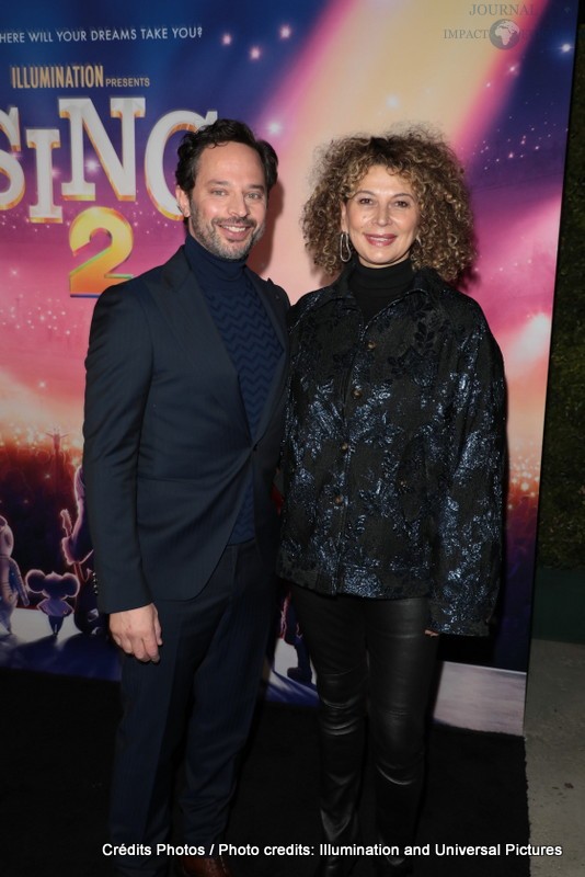 Nick Kroll and Donna Langley attend as Illumination and Universal Pictures celebrate the Premiere of SING 2 at the Greek Theater in Los Angeles, CA on Sunday, December 12, 2021(Photo: Alex J. Berliner/ABImages)