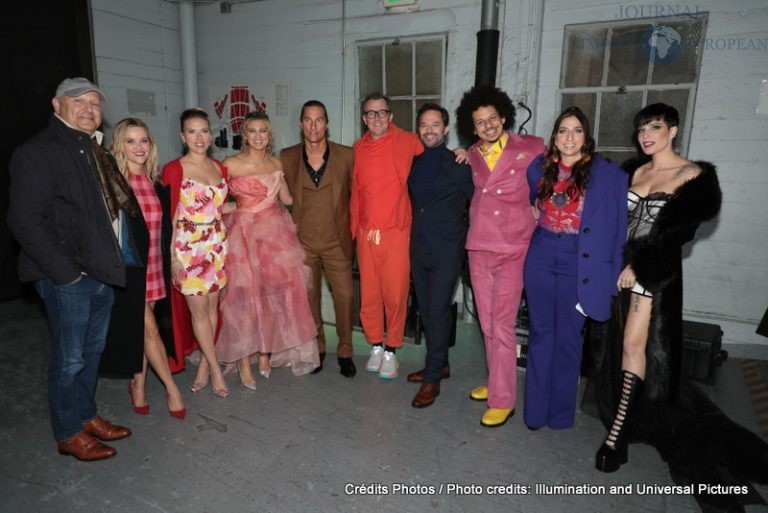 Producer Chris Meledandri, Reese Witherspoon, Scarlett Johansson, Tori Kelly, Matthew McConaughey, Nick Kroll, Eric André, Chelsea Peretti and Halsey attend as Illumination and Universal Pictures celebrate the Premiere of SING 2 at the Greek Theater in Los Angeles, CA on Sunday, December 12, 2021(Photo: Alex J. Berliner/ABImages)