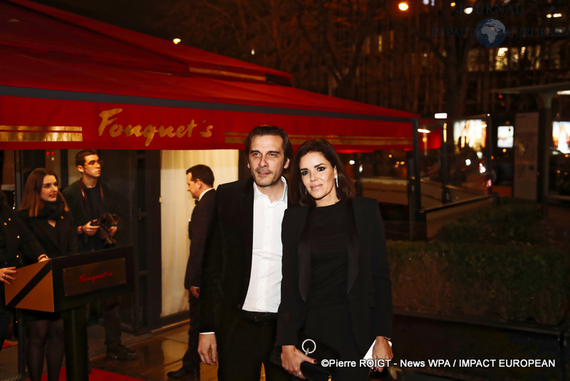 Grégory Rabuel, PDG du groupe Barrière et Alexia Rabuel - Dîner des nommés des César au Fouquet's Paris