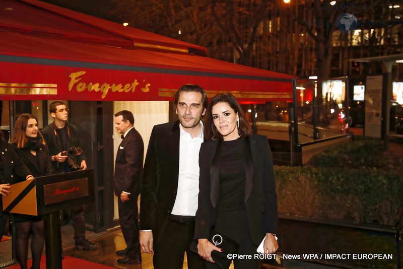 Grégory Rabuel, PDG du groupe Barrière et Alexia Rabuel - Dîner des nommés des César au Fouquet's Paris