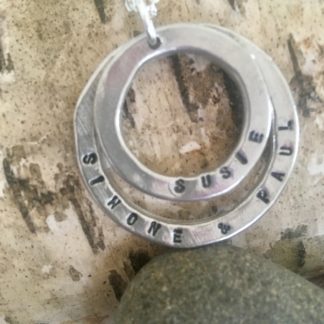 Pewter hand-stamped double circle