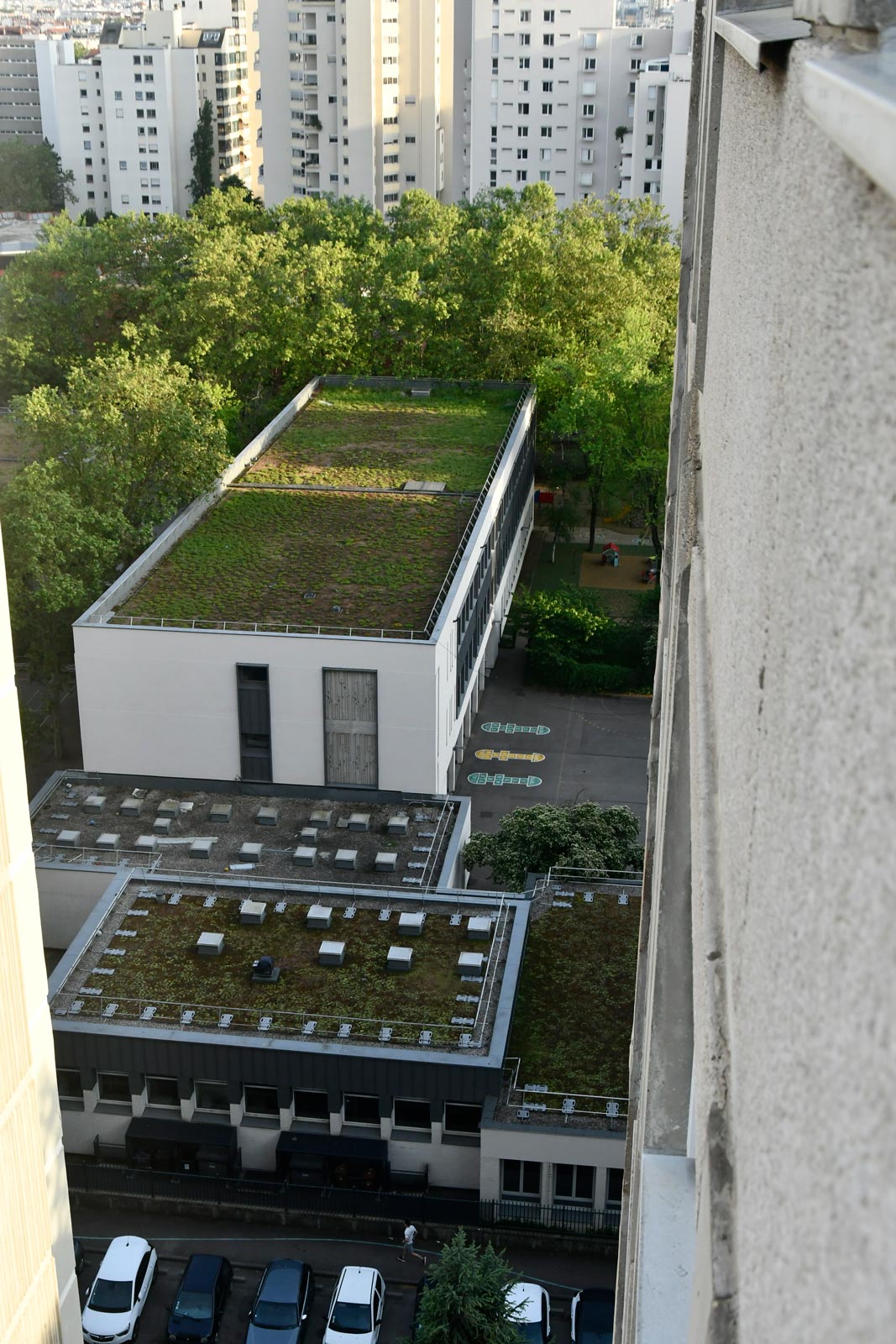 Zicht vanaf de 13e verdieping, 1 Av. Roberto Rossellini, Villeurbanne, Lyon.