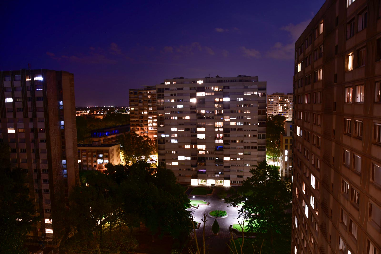 Zicht vanaf de 13e verdieping, 1 Av. Roberto Rossellini, Villeurbanne, Lyon.