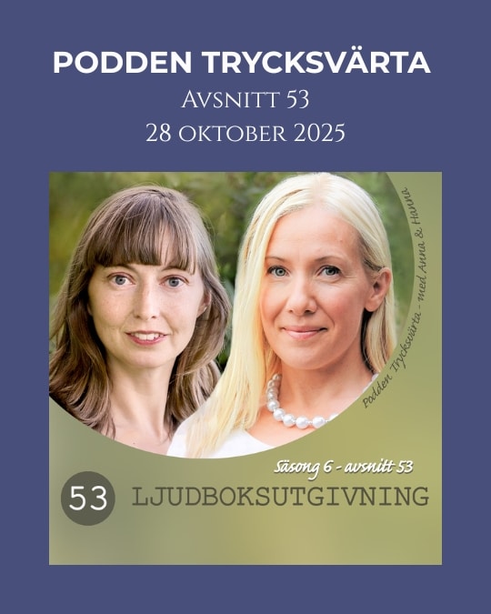 Bild på poddens värdar Anna och Hanna, grön och blå bakgrund