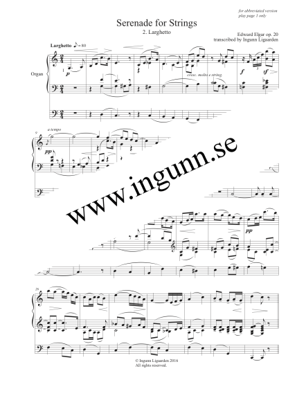 Serenade for Strings - 2. Larghetto (Elgar) - orgelsolo
