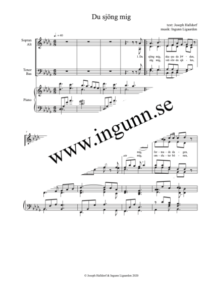 Du sjöng mig - SATB & piano