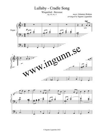 Vaggsång (Brahms) - orgelsolo