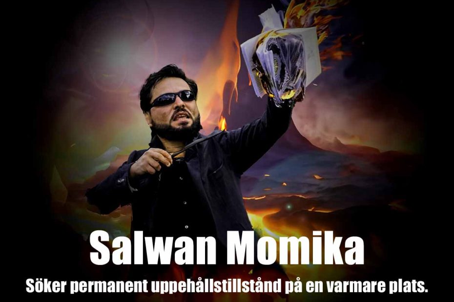 Salwan Momika bränner en koran på en plats som påminner om helvetet.