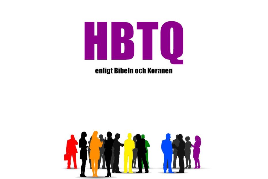 Texten HBTQ och en bild föreställande siluetter av olika personer varav vissa i Pride flaggans färger.