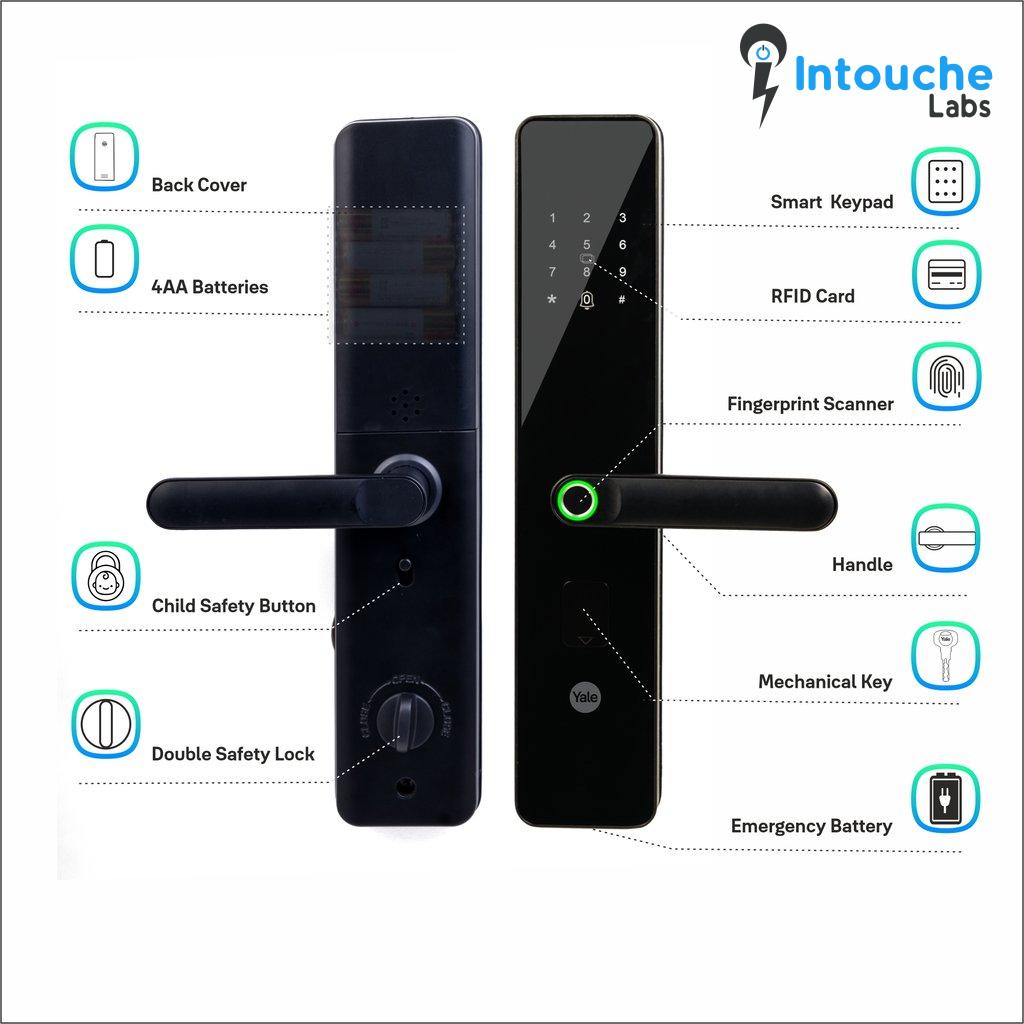 YDME100NxT Smart Door Lock, Black, Fingerprint, PIN, RFID, Manual Key Access - Image 7