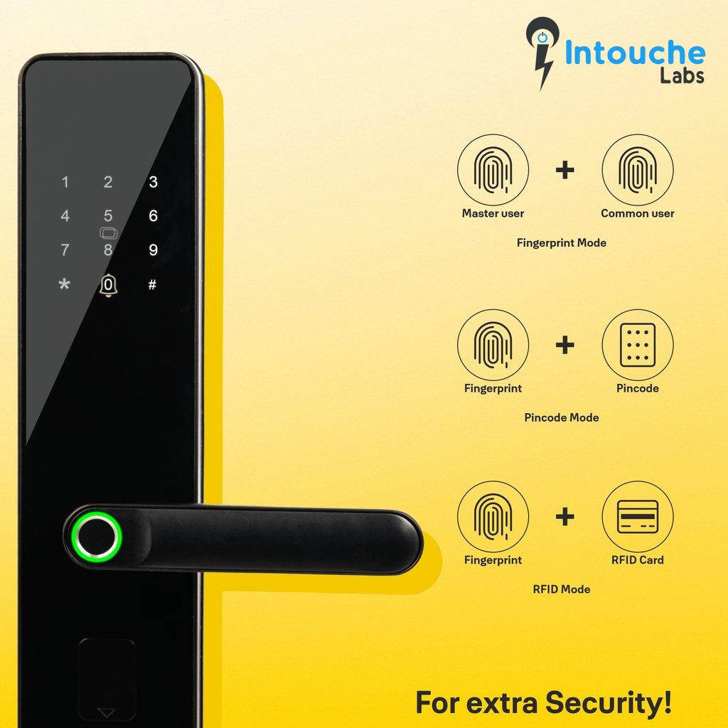 YDME100NxT Smart Door Lock, Black, Fingerprint, PIN, RFID, Manual Key Access - Image 3