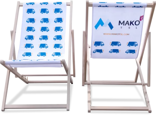 Strandstol med logo og dobbelt sidet print