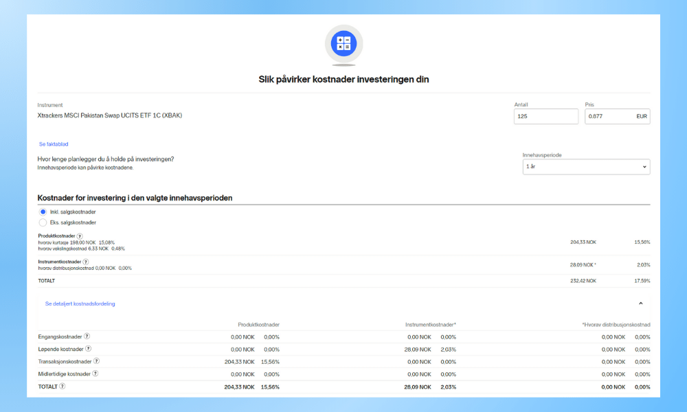 Hva det koster å kjøpe ETF