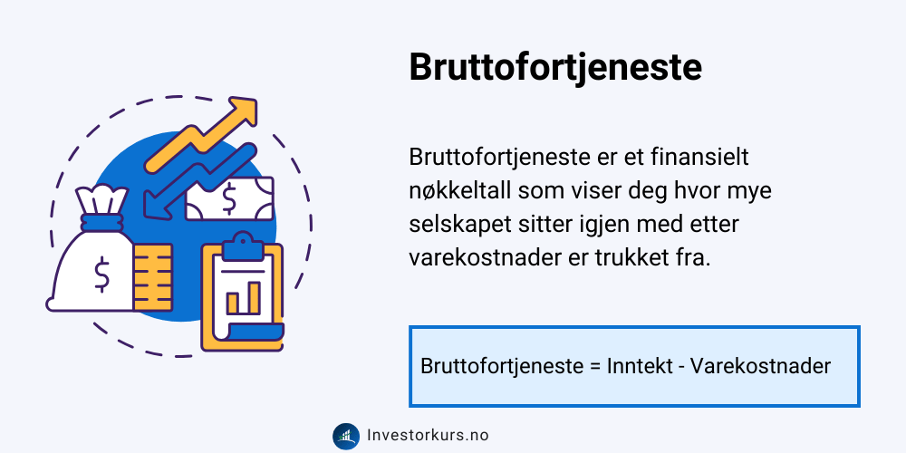 Forklarer hva bruttofortjeneste er og formel for å regne det ut.